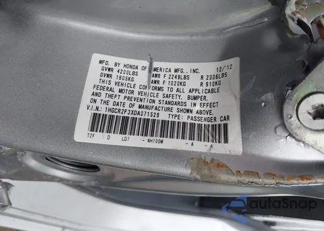 2013 Honda Accord Lx из США, поврежденный, VIN 1HGCR2F3XDA071529